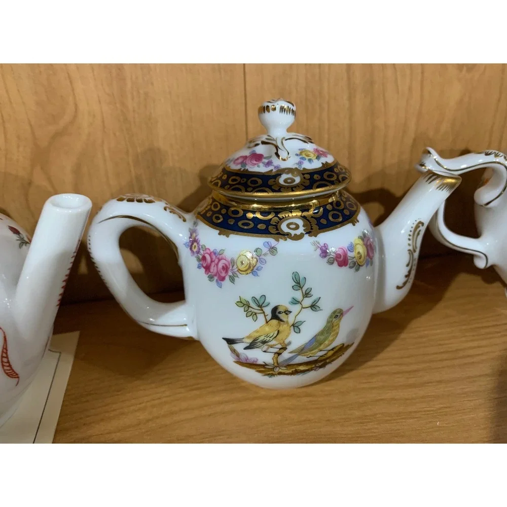 Franklin Mint Rare Porcelain Teapot Cottage French Country Minimalist Luxe 11 pc